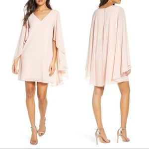 NEW VINCE CAMUTO Blush GEORGETTE CHIFFON Cape Back FLOWY SLEEVES Shift DRESS 4